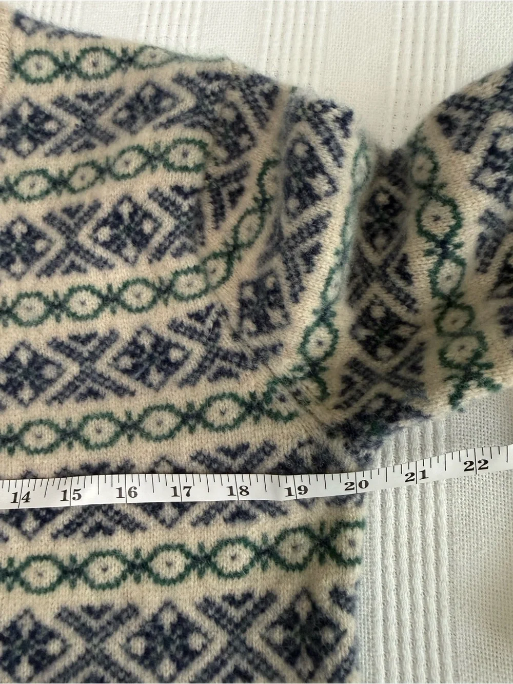 J.Crew Men's Fair Isle Lambswool Crewneck Sweater Sesame Blue Medium